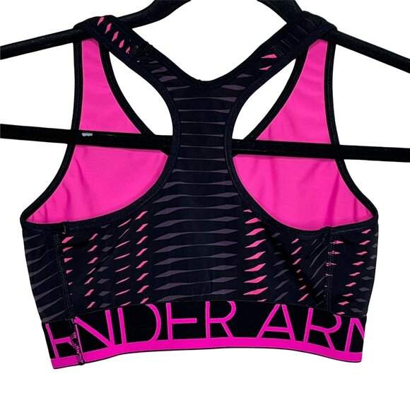 Under Armour HeatGear Strappy Sports Bra Black Pink Size Small - Picture 9 of 11